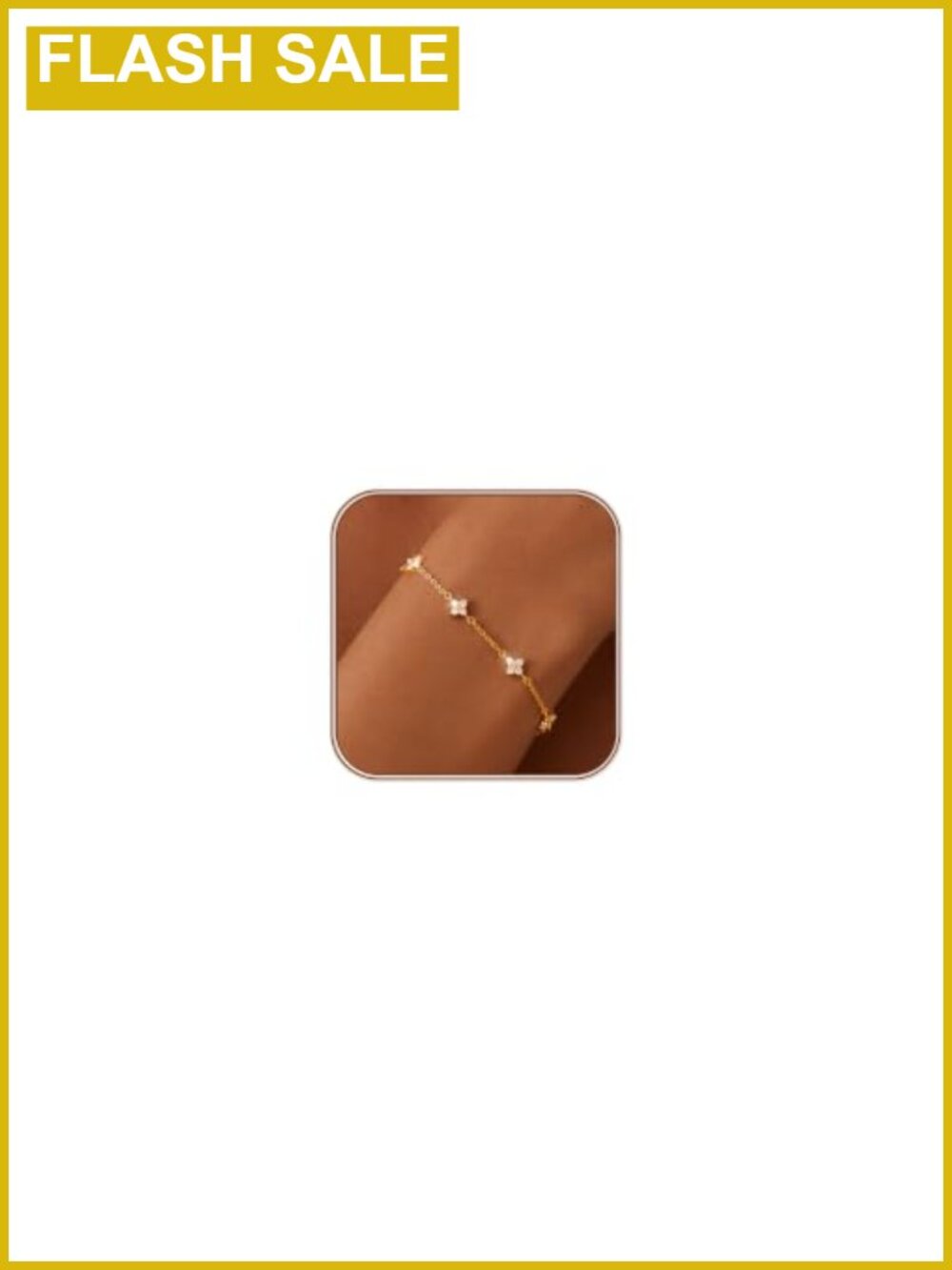 14K Gold Plated Birthstone Clover Link Bracelet Adjustable Women
